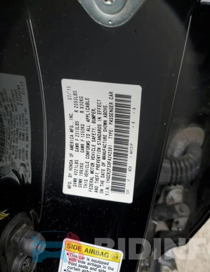 1HGCR2F5XFA242591 Photo# 12
