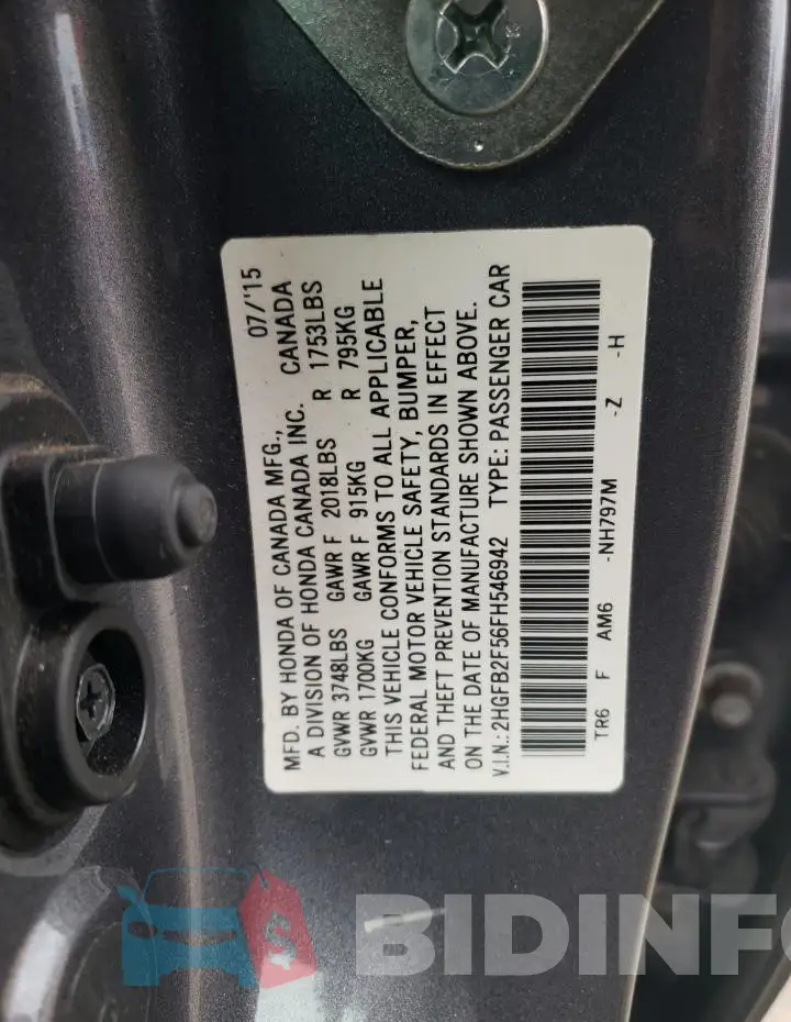 2HGFB2F56FH546942 Photo# 13