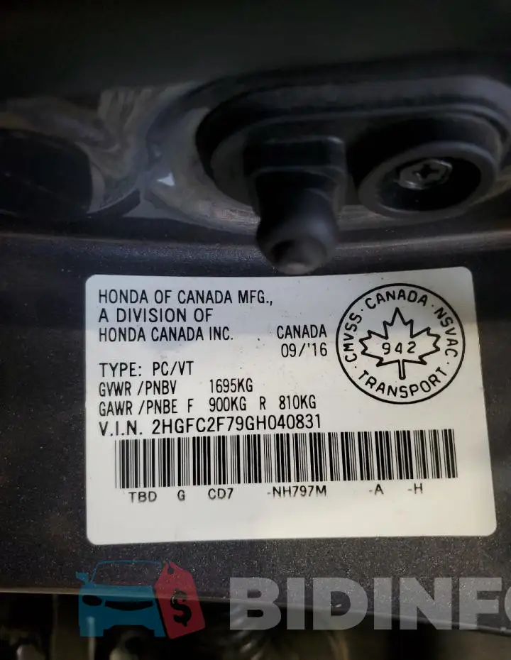 2HGFC2F79GH040831 Photo# 12