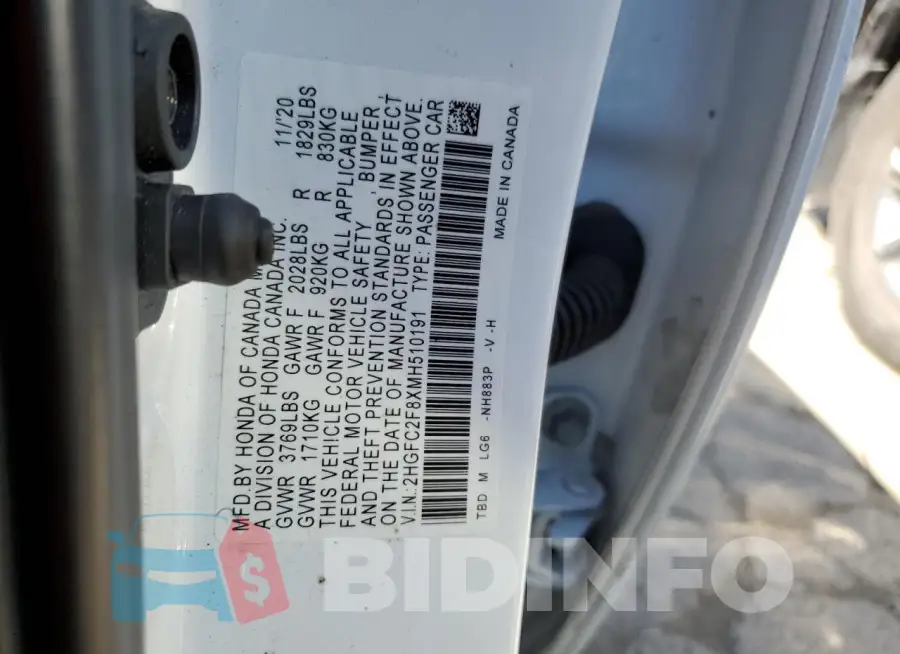 2HGFC2F8XMH510191 Photo# 13