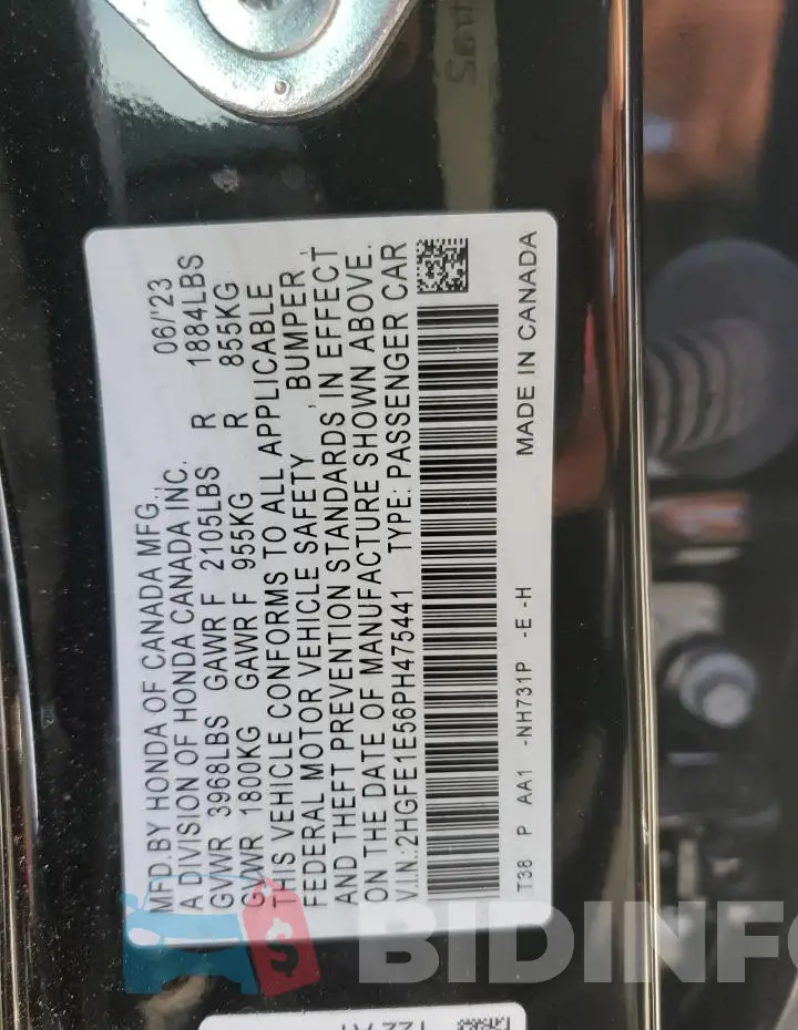 2HGFE1E56PH475441 Photo# 12