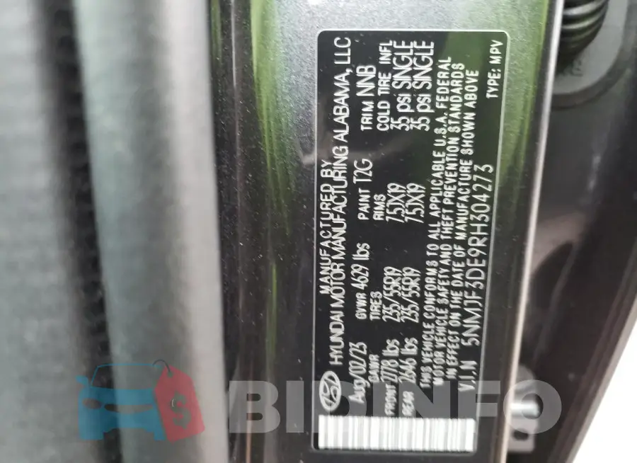 5NMJF3DE9RH304273 Photo# 14