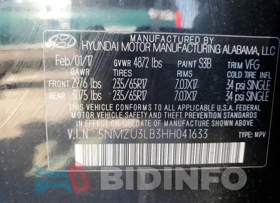 5NMZU3LB3HH041633 Photo# 13