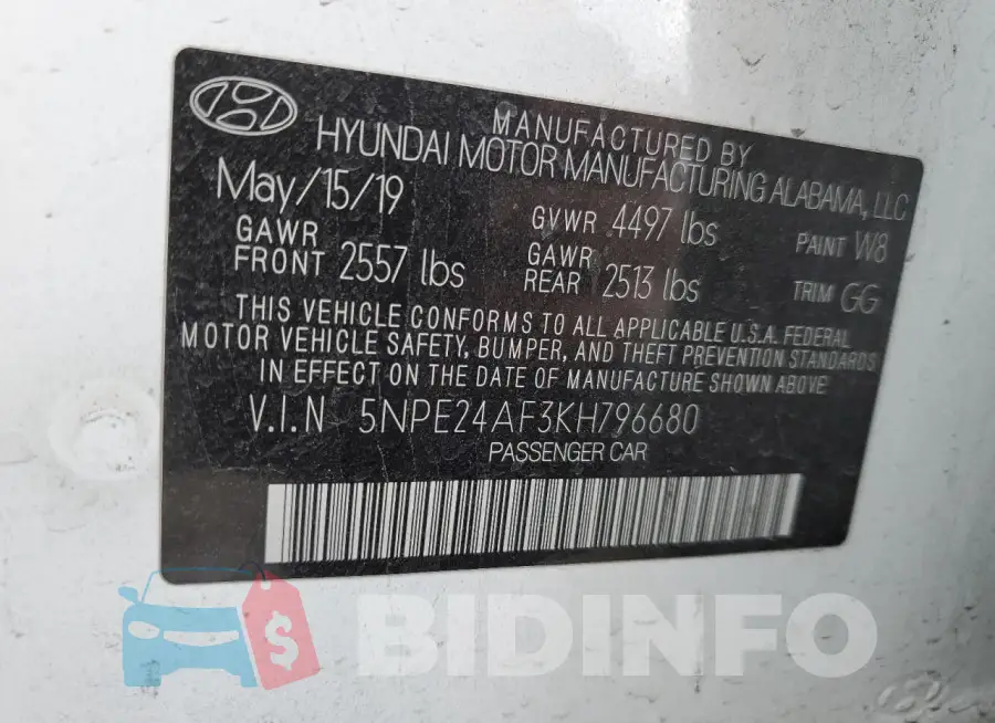 5NPE24AF3KH796680 Photo# 12