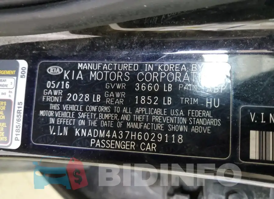 KNADM4A37H6029118 Photo# 12