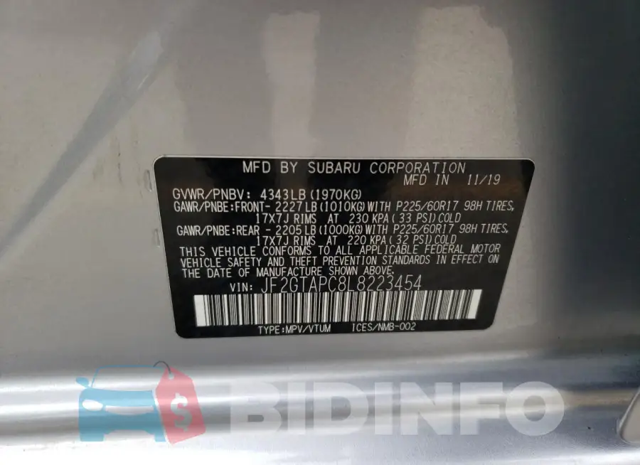 JF2GTAPC8L8223454 Photo# 13