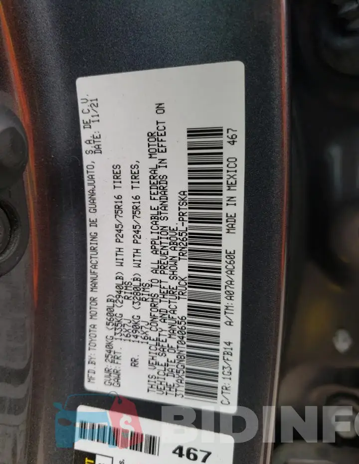 3TYAX5GN8NT040656 Photo# 12