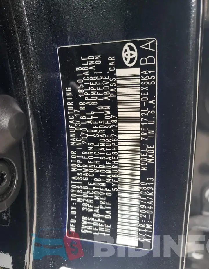 5YFBURHE8HP671287 Photo# 12