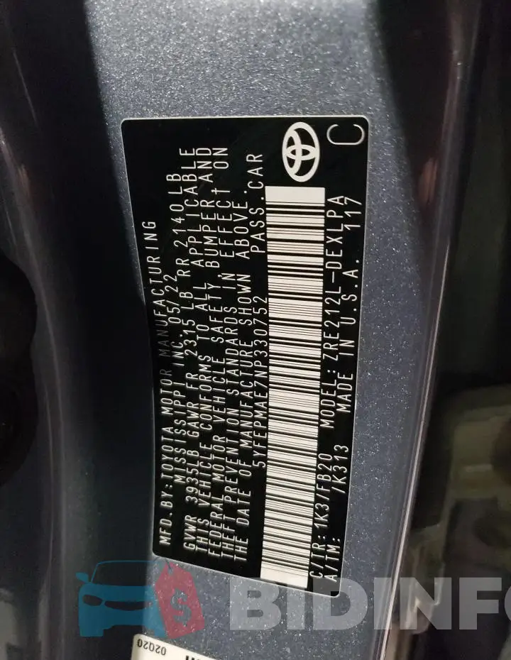 5YFEPMAE7NP330752 Photo# 12
