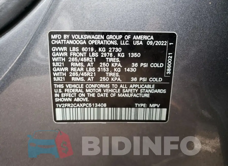 1V2FR2CAXPC513408 Photo# 13