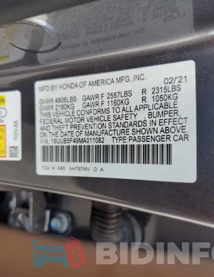 19UUB5F49MA011082 Photo# 12