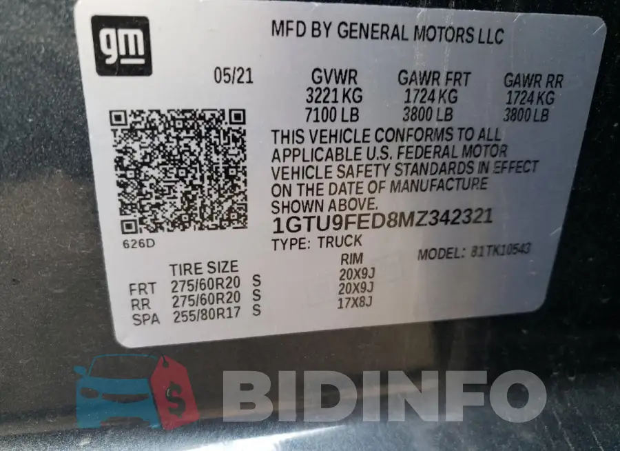 1GTU9FED8MZ342321 Photo# 14