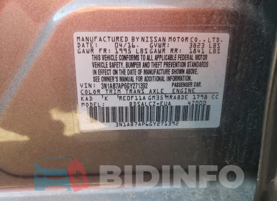 3N1AB7AP6GY271392 Photo# 12