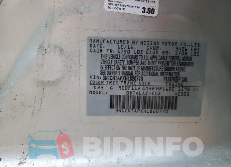 3N1CN7APXHL820770 Photo# 12
