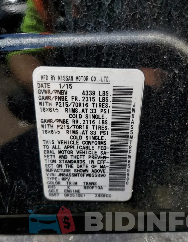 JN8AS5MT8FW655890 Photo# 13