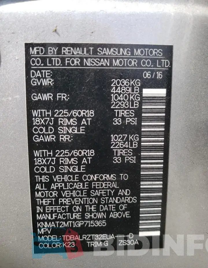 KNMAT2MT1GP715365 Photo# 14
