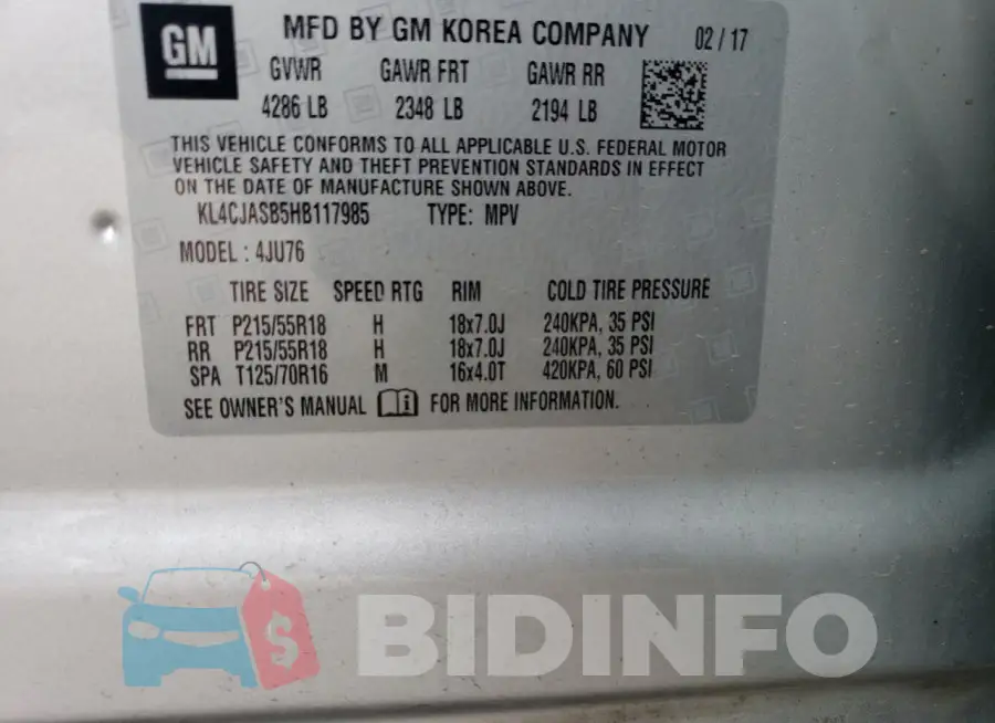 KL4CJASB5HB117985 Photo# 13