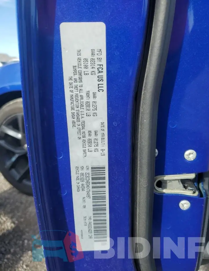 2C3CDXBGXKH704097 Photo# 12