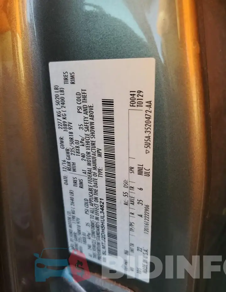 5LMTJ2DH5HUL34821 Photo# 13