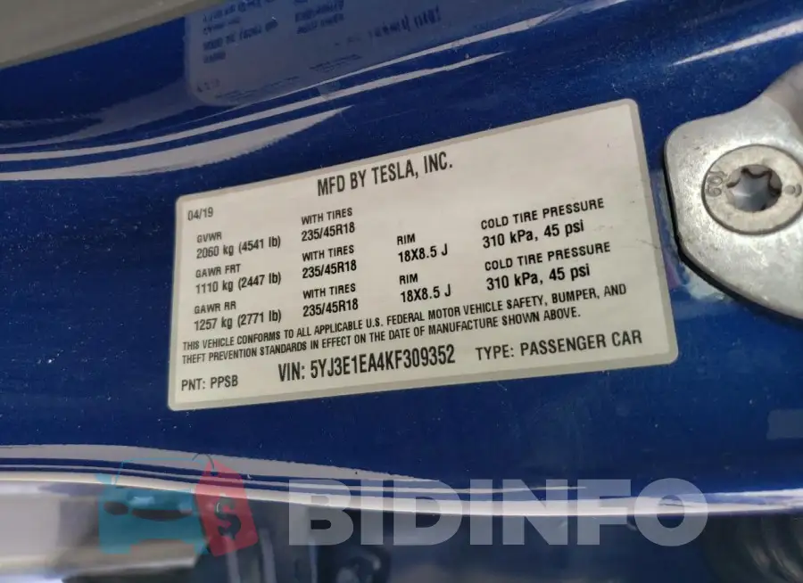 5YJ3E1EA4KF309352 Photo# 13
