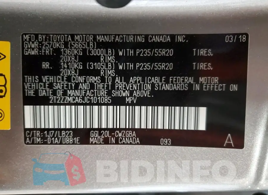 2T2ZZMCA6JC101085 Photo# 12