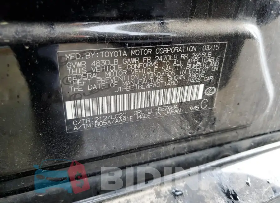 JTHBE1BL4FA011480 Photo# 13