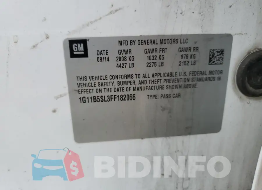 1G11B5SL3FF182066 Photo# 12
