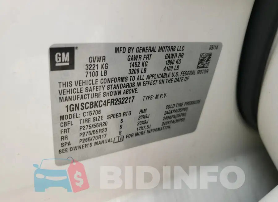 1GNSCBKC4FR292217 Photo# 14