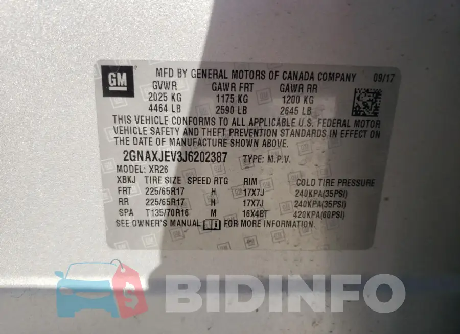 2GNAXJEV3J6202387 Photo# 13