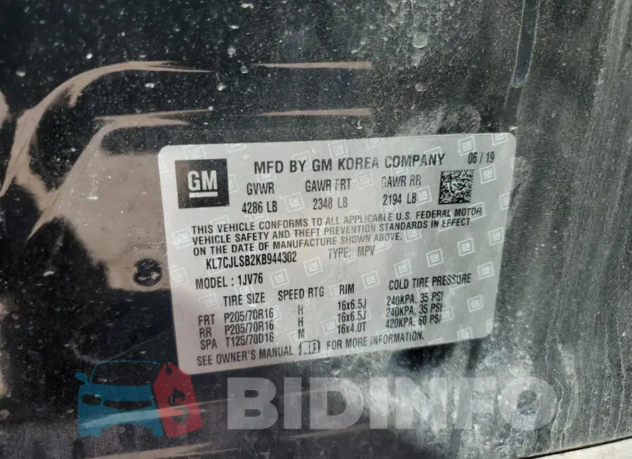 KL7CJLSB2KB944302 Photo# 13