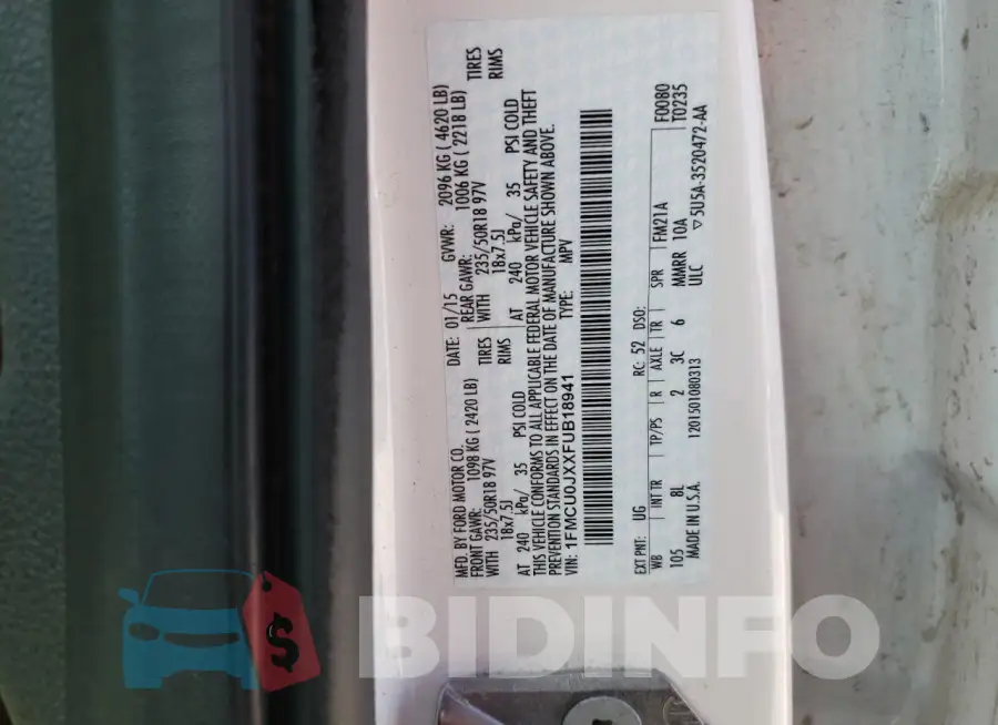 1FMCU0JXXFUB18941 Photo# 13