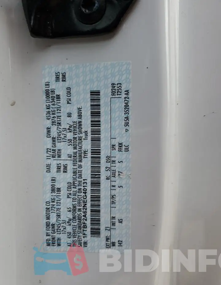 1FTBF2A62NEG40131 Photo# 13