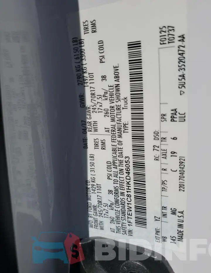 1FTEW1C81HKD46053 Photo# 12