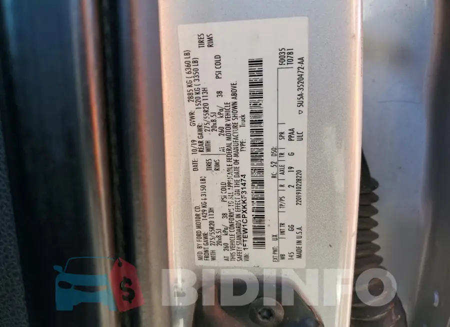 1FTEW1CPXKKF31474 Photo# 12