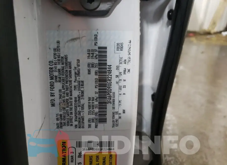 3FA6P0D9XGR224844 Photo# 12
