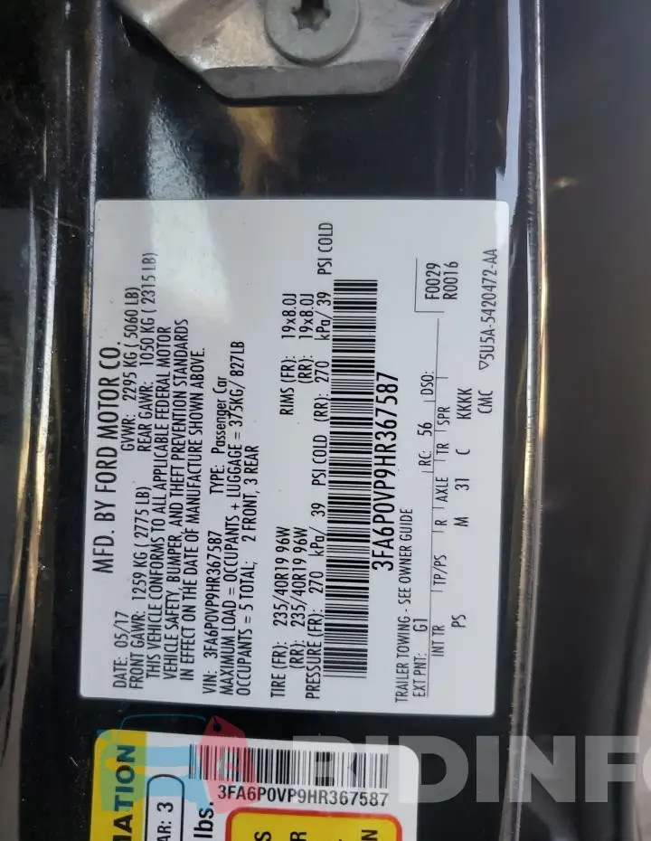 3FA6P0VP9HR367587 Photo# 12