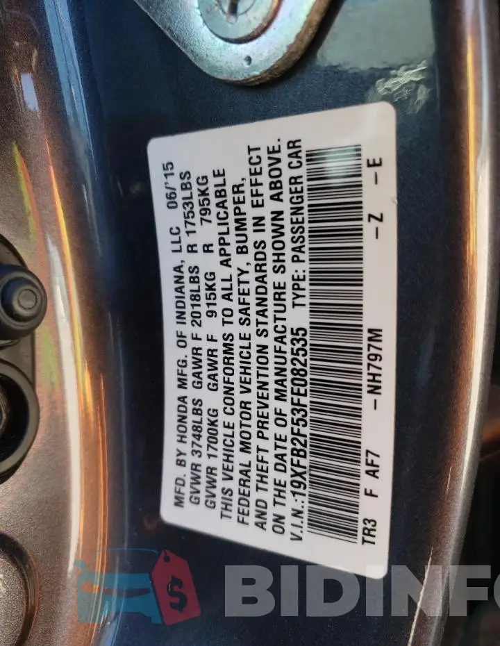 19XFB2F53FE082535 Photo# 12