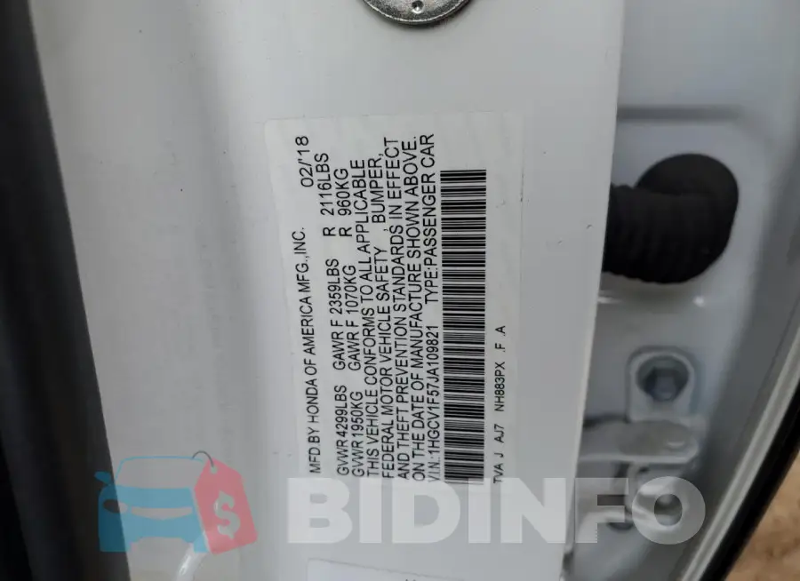 1HGCV1F57JA109821 Photo# 12