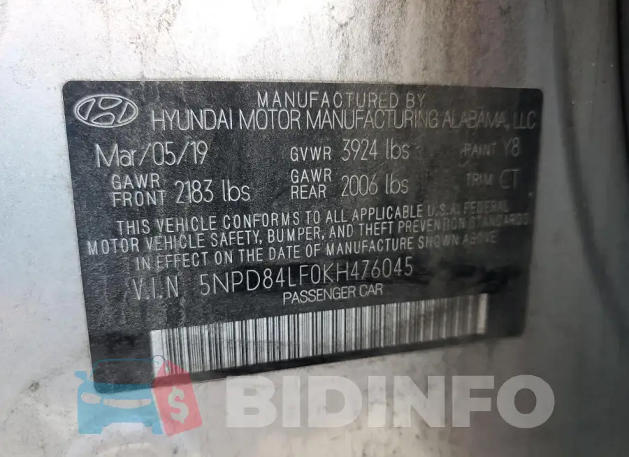 5NPD84LF0KH476045 Photo# 12