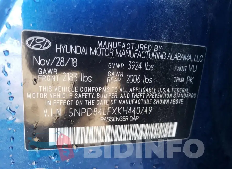 5NPD84LFXKH440749 Photo# 12