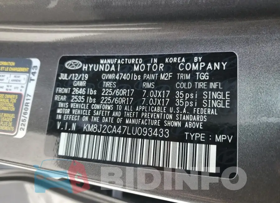 KM8J2CA47LU093433 Photo# 12