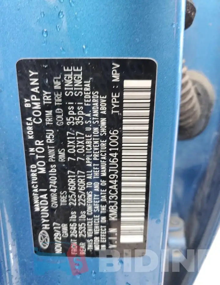 KM8J3CA49JU641006 Photo# 12