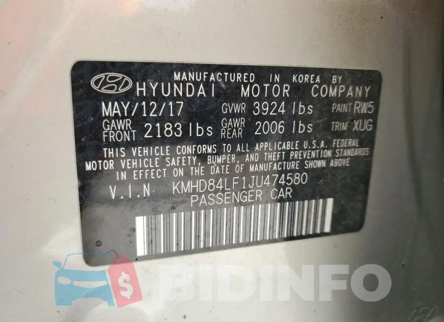 KMHD84LF1JU474580 Photo# 12