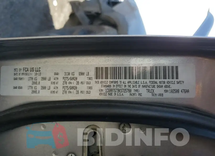 1C6RR7GT9KS725780 Photo# 12