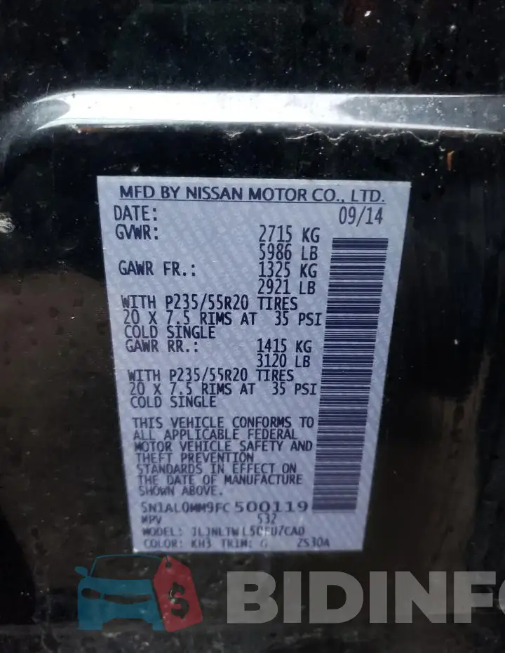 5N1AL0MM9FC500119 Photo# 14