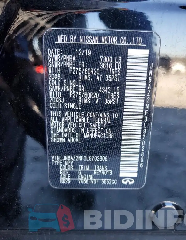 JN8AZ2NF3L9702806 Photo# 13