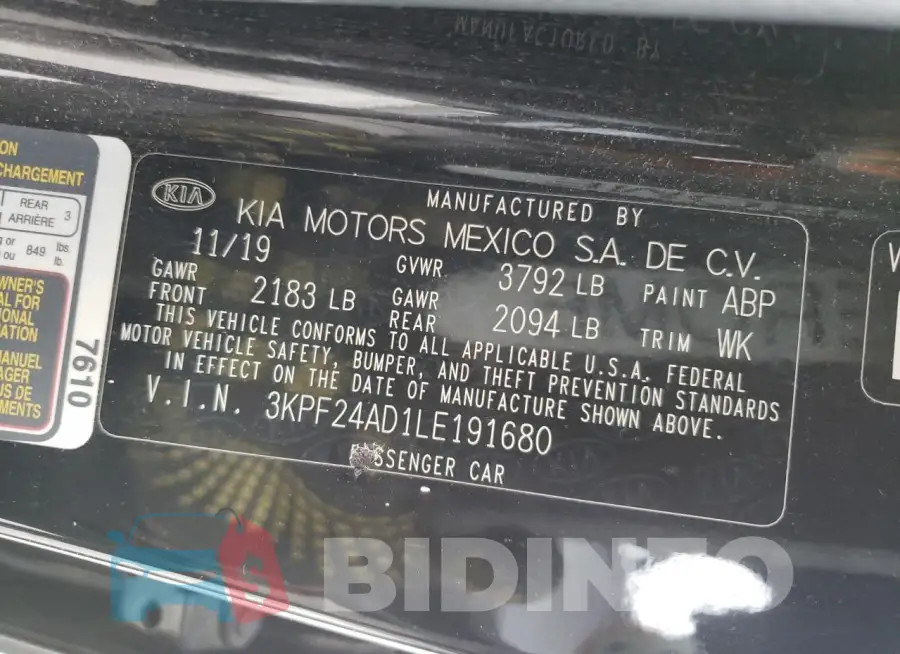 3KPF24AD1LE191680 Photo# 12