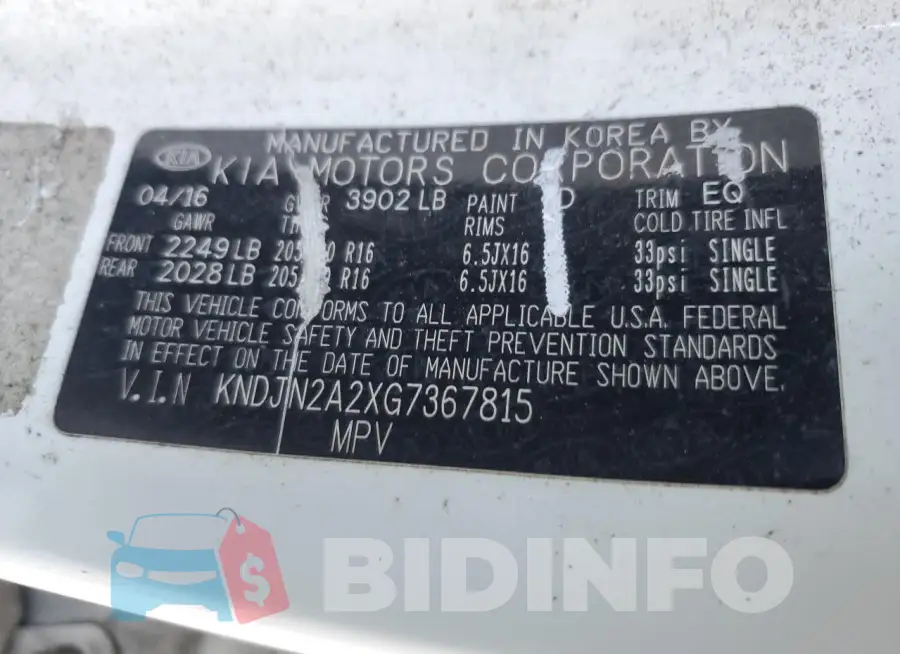 KNDJN2A2XG7367815 Photo# 13