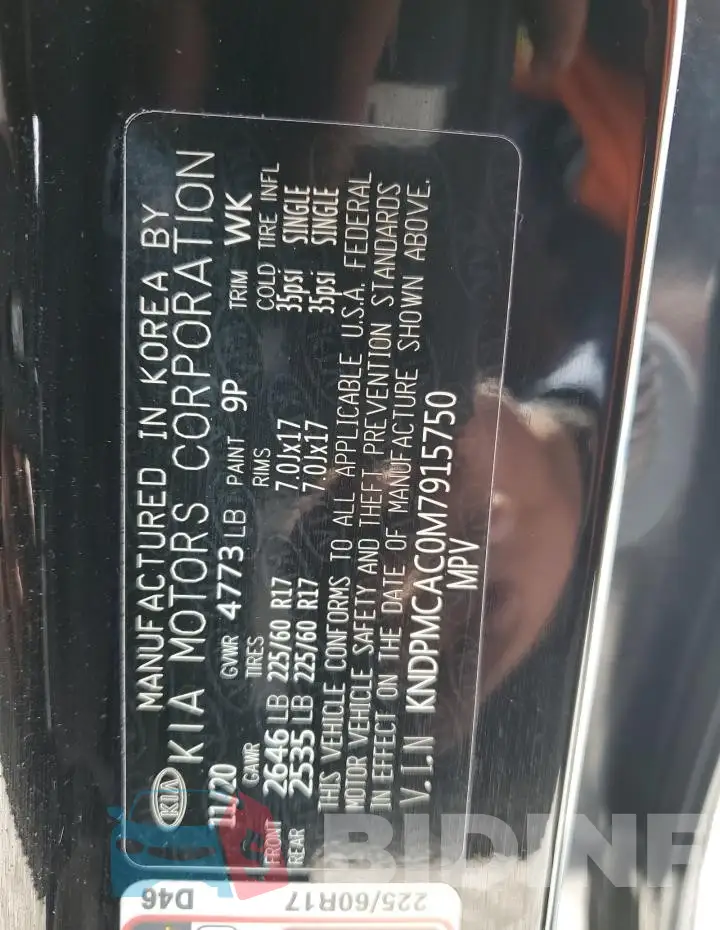 KNDPMCAC0M7915750 Photo# 13
