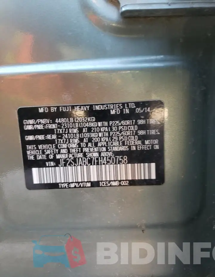 JF2SJABC7FH450758 Photo# 14